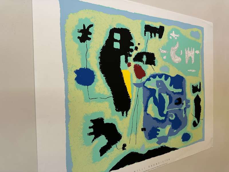 Silkscreen Print - Willi Baumeister, Komposition in Grun - Size 90cm x 70cm
