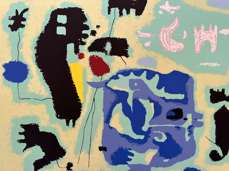 Silkscreen Print - Willi Baumeister, Komposition in Grun - Size 90cm x 70cm