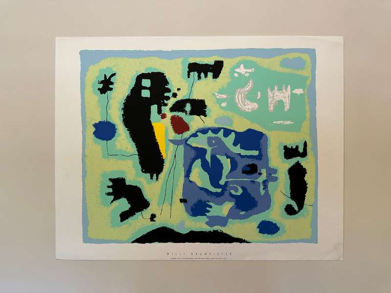 Silkscreen Print - Willi Baumeister, Komposition in Grun - Size 90cm x 70cm