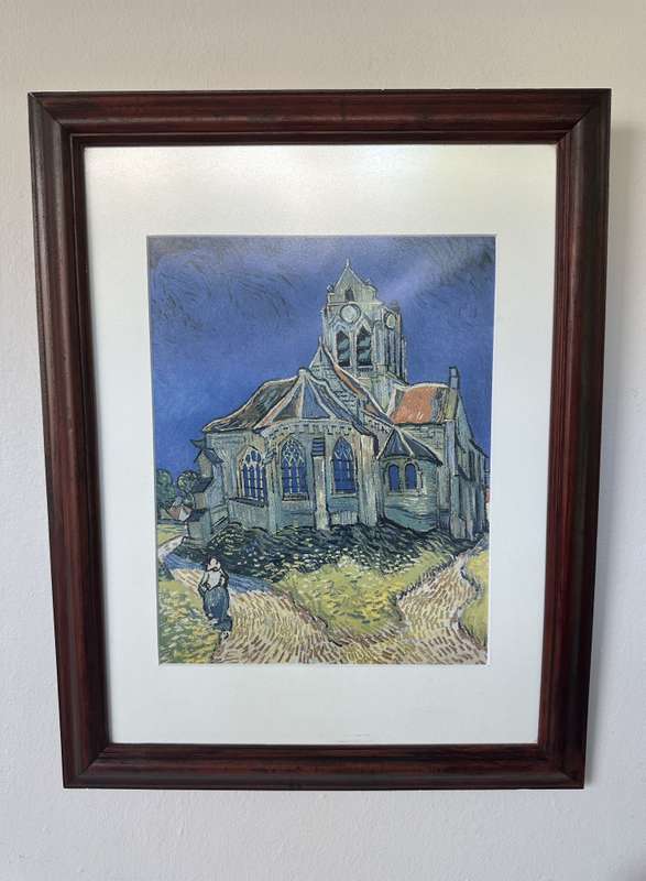 Framed Vincent Van Gogh Print, Church At Auvers - Finished Size 36cm x 45.5cm
