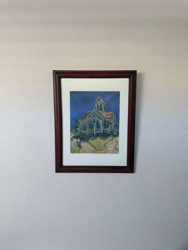 Framed Vincent Van Gogh Print, Church At Auvers - Finished Size 36cm x 45.5cm