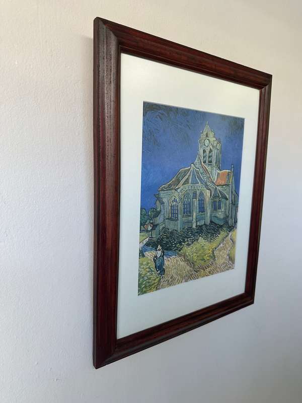 Framed Vincent Van Gogh Print, Church At Auvers - Finished Size 36cm x 45.5cm