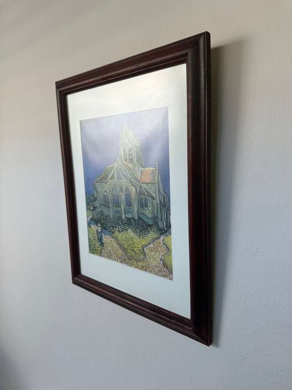 Framed Vincent Van Gogh Print, Church At Auvers - Finished Size 36cm x 45.5cm