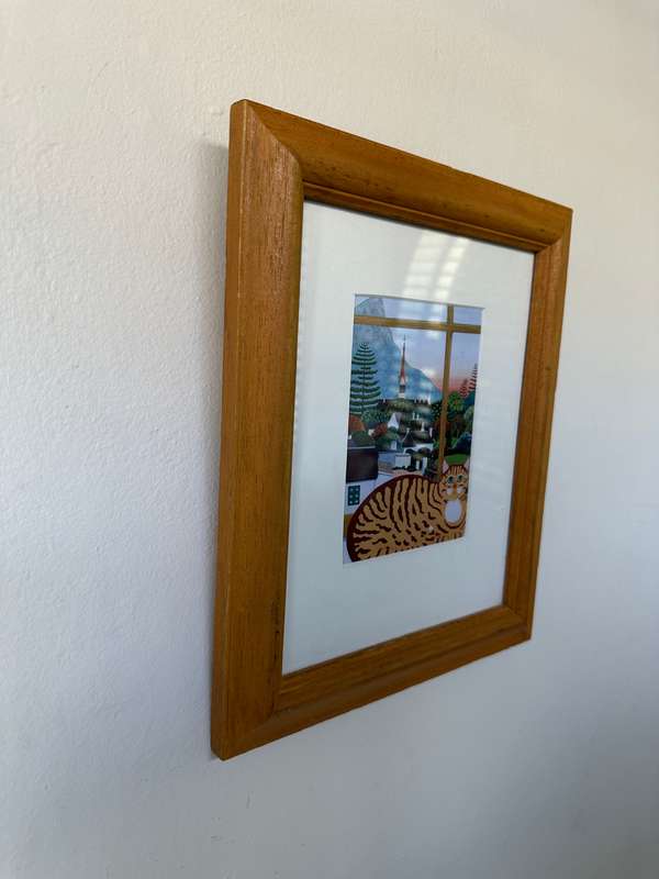 Framed Print, Cat at a Window - Finished Size 24.5cm x 29cm