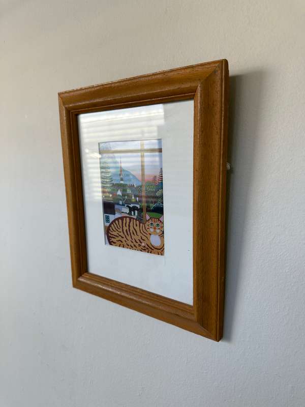 Framed Print, Cat at a Window - Finished Size 24.5cm x 29cm