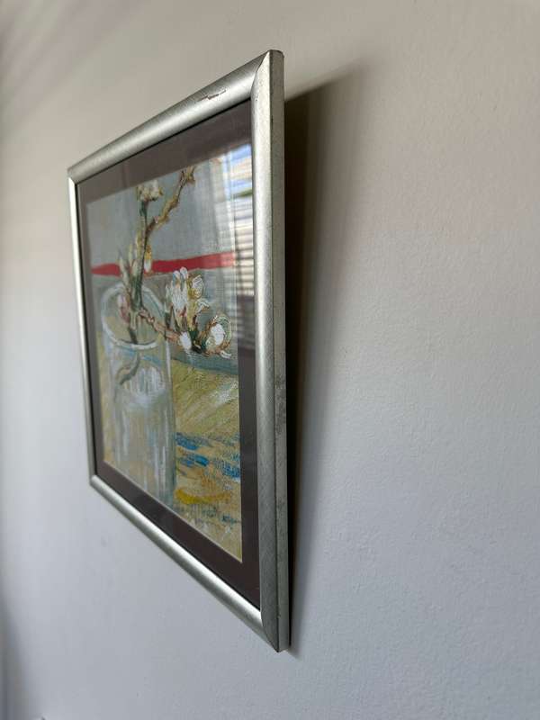 Framed Vincent van Gogh Print, Blossoming Almond Branch in a Glass - Finished Size 37cm x 37cm