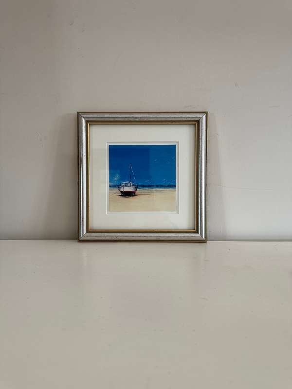 Framed Print - Boat Scene, Size 19.5 x 19.5