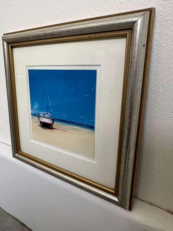 Framed Print - Boat Scene, Size 19.5 x 19.5