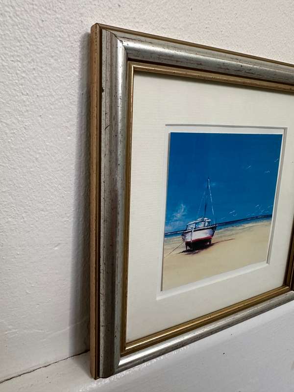 Framed Print - Boat Scene, Size 19.5 x 19.5