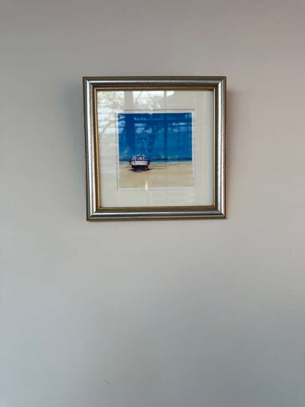 Framed Print - Boat Scene, Size 19.5 x 19.5
