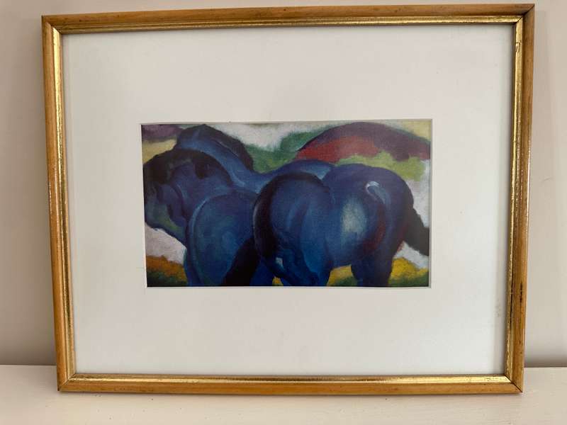 Framed Franz Marc Print - The Little Blue Horses, Size 37.5cm x 30cm