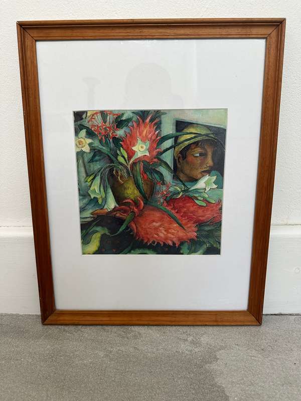Framed Alexis Preller Print - The Red Pineapples, Size 43cm x 34cm