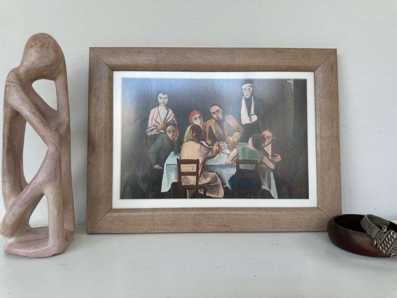 Framed Karl Hofer Print - Table Company, Finished Size 33.5cm x 24.5cm