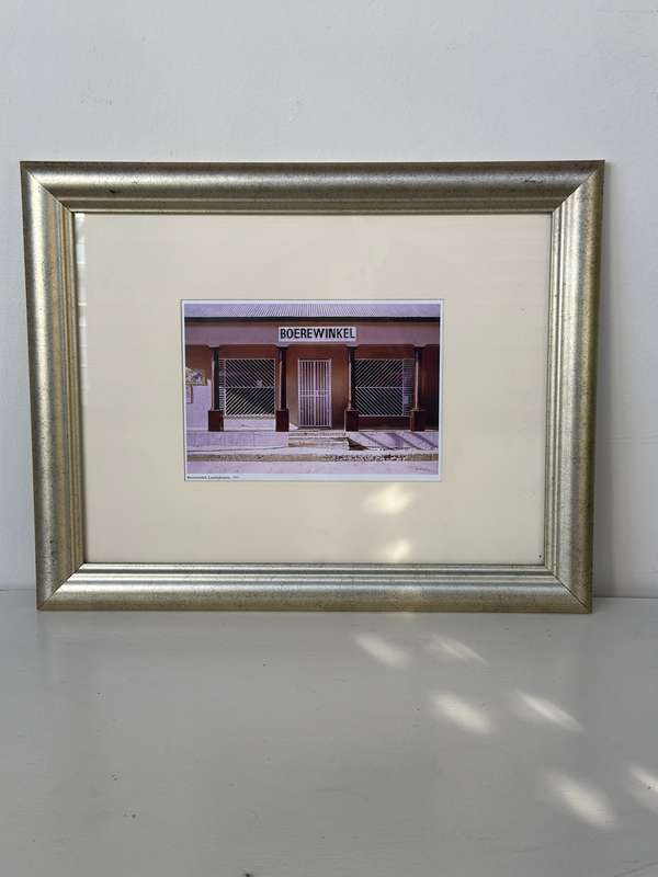 Framed John Barnett Kramer Print, Boerewinkel Loeriesfontein 1991