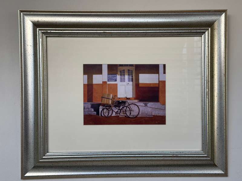 Framed John Barnett Kramer Print, Bicycle Karoo: Size 53.5cm x 43.5cm