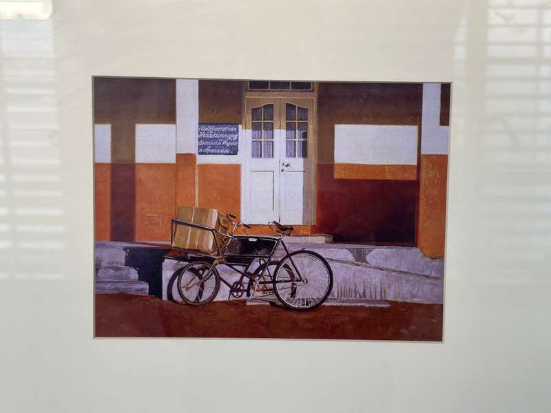 Framed John Barnett Kramer Print, Bicycle Karoo: Size 53.5cm x 43.5cm