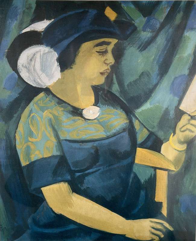 Framed Max Pechstein Print - Portrait of the artist's wife, Finished Size 37cm x 47cm