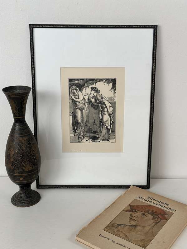 Framed Anthony Frederick Augustus Sandys Print - Helen and Cassandra 1886 - Finished Size 31cm x 43c