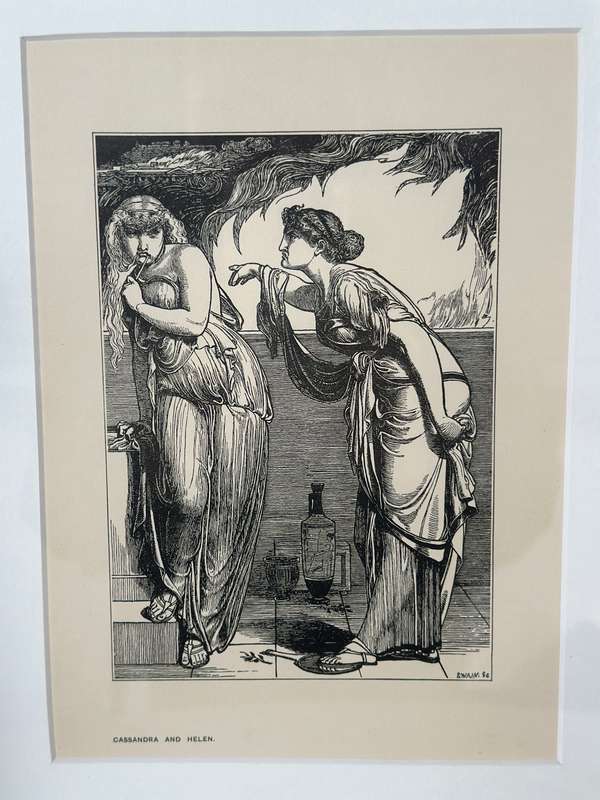 Framed Anthony Frederick Augustus Sandys Print - Helen and Cassandra 1886 - Finished Size 31cm x 43c
