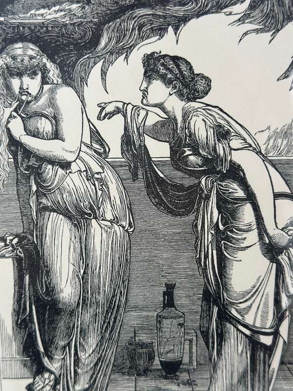 Framed Anthony Frederick Augustus Sandys Print - Helen and Cassandra 1886 - Finished Size 31cm x 43c