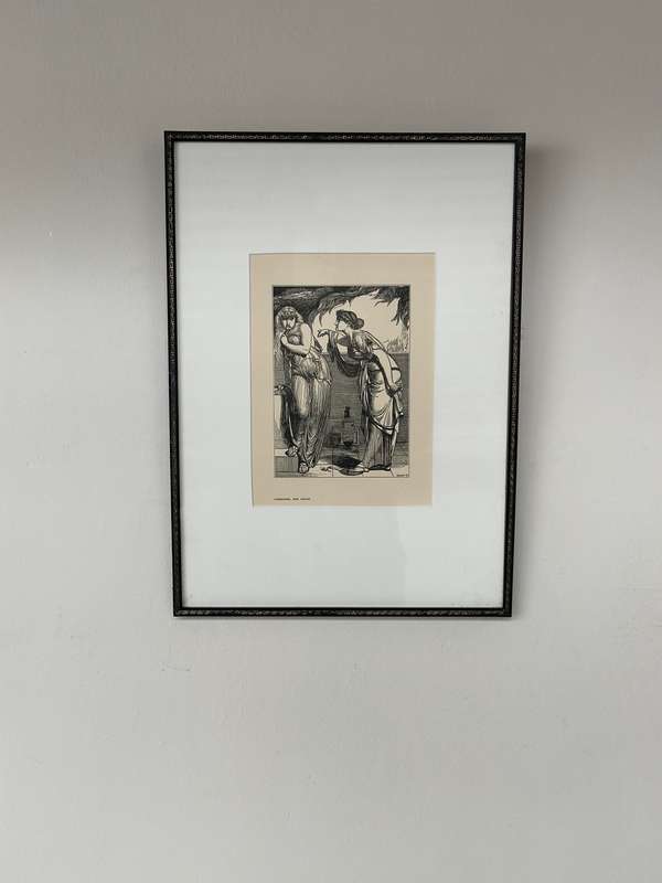 Framed Anthony Frederick Augustus Sandys Print - Helen and Cassandra 1886 - Finished Size 31cm x 43c