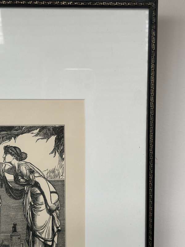Framed Anthony Frederick Augustus Sandys Print - Helen and Cassandra 1886 - Finished Size 31cm x 43c