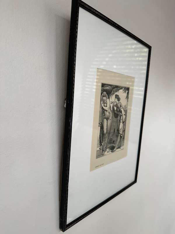Framed Anthony Frederick Augustus Sandys Print - Helen and Cassandra 1886 - Finished Size 31cm x 43c