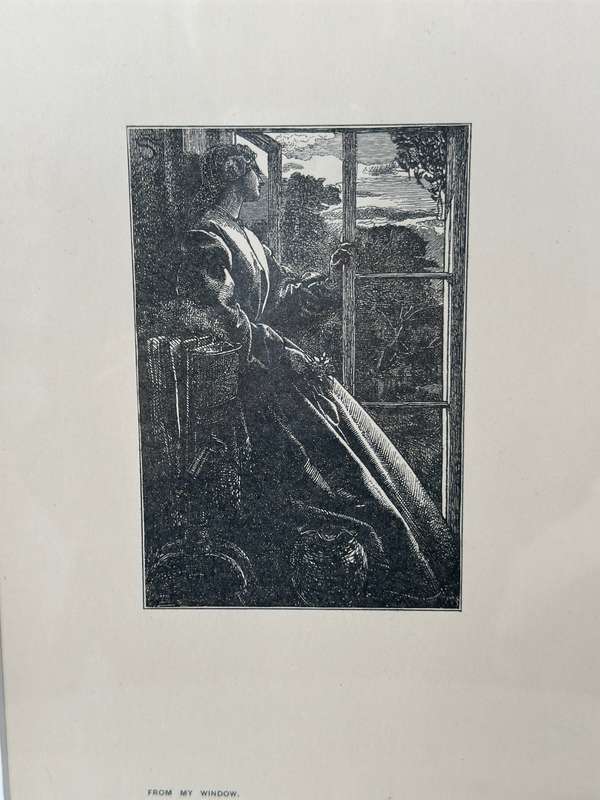 Framed Anthony Frederick Augustus Sandys Print - From My Window - Finished Size 31cm x 43cm