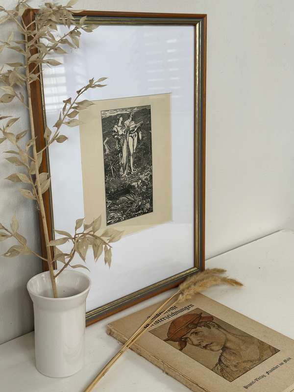 Framed Anthony Frederick Augustus Sandys Print - Amor Mundi - Finished Size 32cm x 44cm