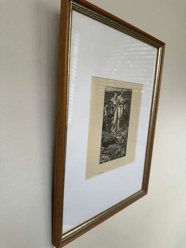 Framed Anthony Frederick Augustus Sandys Print - Amor Mundi - Finished Size 32cm x 44cm