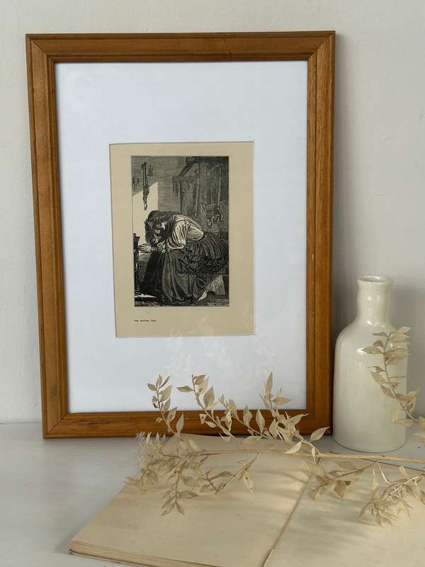 Framed Anthony Frederick Augustus Sandys Print - The Waiting Time - Finished Size 35cm x 47cm