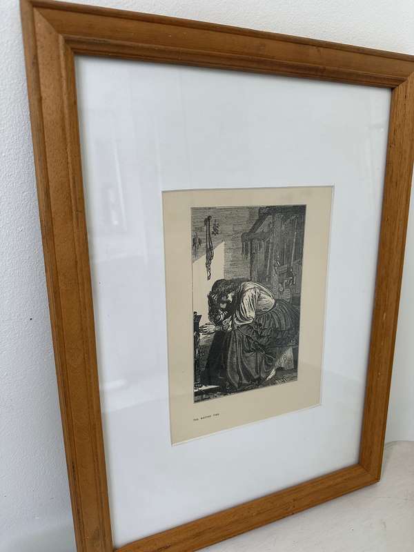 Framed Anthony Frederick Augustus Sandys Print - The Waiting Time - Finished Size 35cm x 47cm