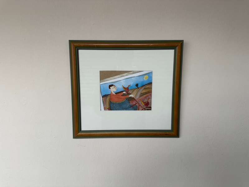 Framed Pieter van der Westhuizen Print, Woman on a Bicycle - Finished Size 37cm x 33cm