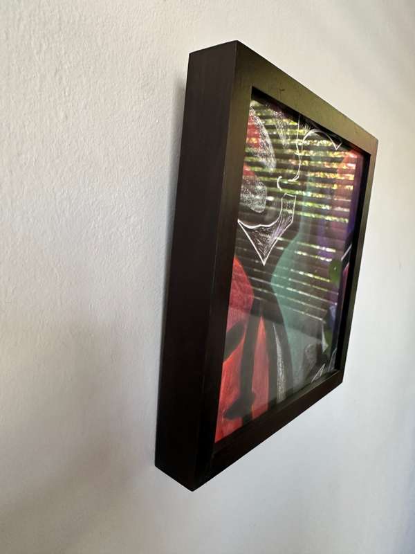 Box Framed Original Abstract Artwork, Acrylic and Chalk on Paper - Finished Size 25.5cm x 25.5cm