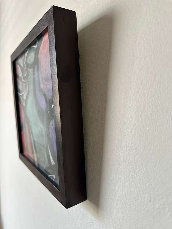 Box Framed Original Abstract Artwork, Acrylic and Chalk on Paper - Finished Size 25.5cm x 25.5cm