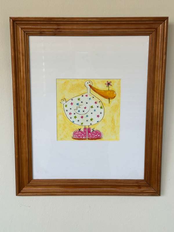 Framed Richard Barrett Print, Delia And Her Best Pink Boots - Finished Size 36cm x 43.5cm