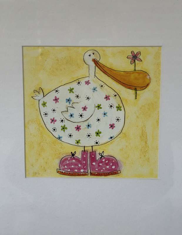 Framed Richard Barrett Print, Delia And Her Best Pink Boots - Finished Size 36cm x 43.5cm