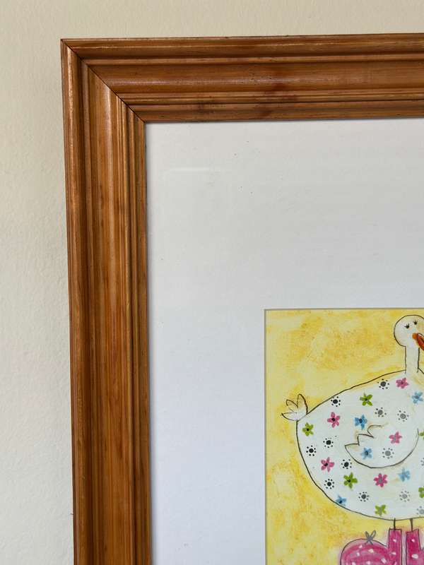 Framed Richard Barrett Print, Delia And Her Best Pink Boots - Finished Size 36cm x 43.5cm