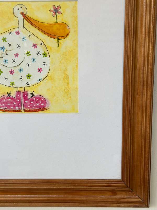 Framed Richard Barrett Print, Delia And Her Best Pink Boots - Finished Size 36cm x 43.5cm