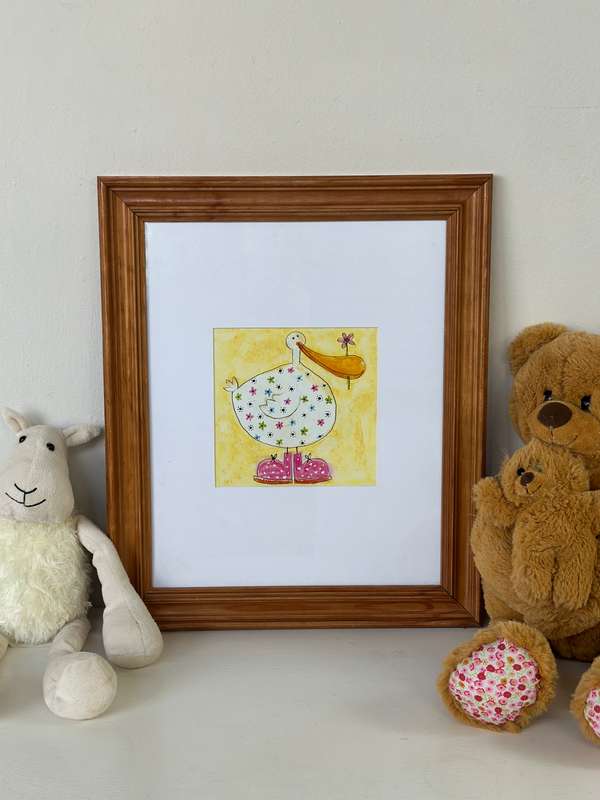 Framed Richard Barrett Print, Delia And Her Best Pink Boots - Finished Size 36cm x 43.5cm