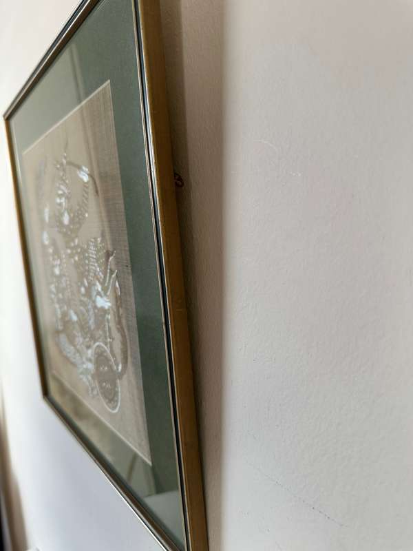 Framed Vintage Balinese Fabric Art - Finished Size 40cm x 40cm