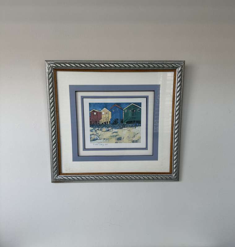Beautifully Framed Print - St James Bathing Huts - Finished Size 57cm x 52cm