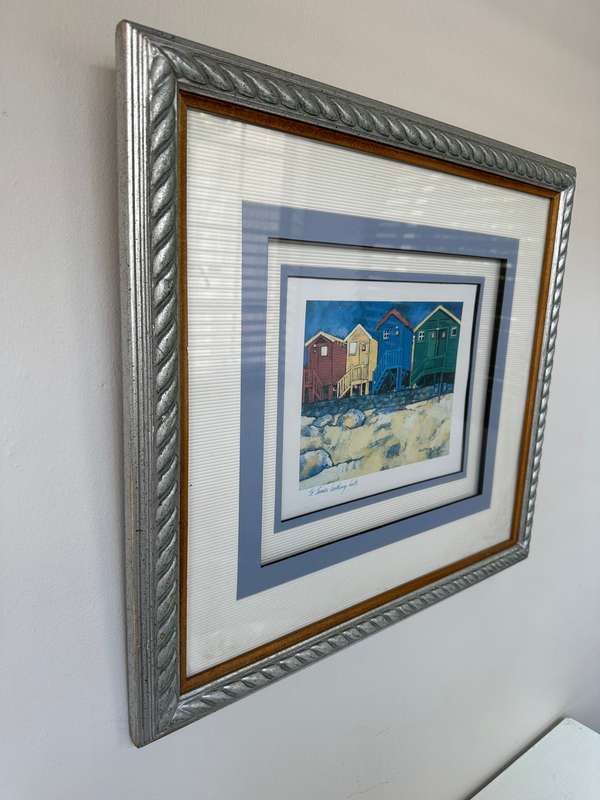 Beautifully Framed Print - St James Bathing Huts - Finished Size 57cm x 52cm