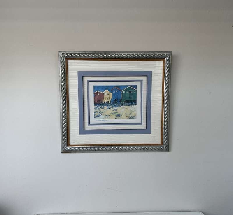 Beautifully Framed Print - St James Bathing Huts - Finished Size 57cm x 52cm