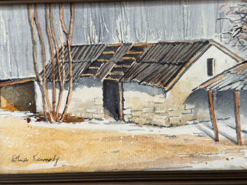 Framed Ethna Kennedy Original Artwork, Watercolour - Finished Size 20cm x 12.5cm
