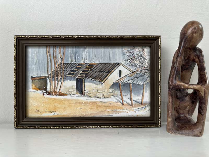 Framed Ethna Kennedy Original Artwork, Watercolour - Finished Size 20cm x 12.5cm