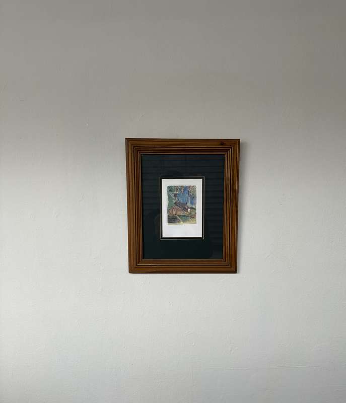 Framed Paul Gauguin Print, Hut under the Coconut Palms - Finished Size 30.5cm x 36.5cm