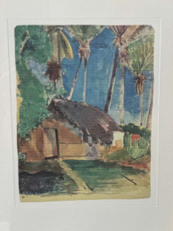 Framed Paul Gauguin Print, Hut under the Coconut Palms - Finished Size 30.5cm x 36.5cm