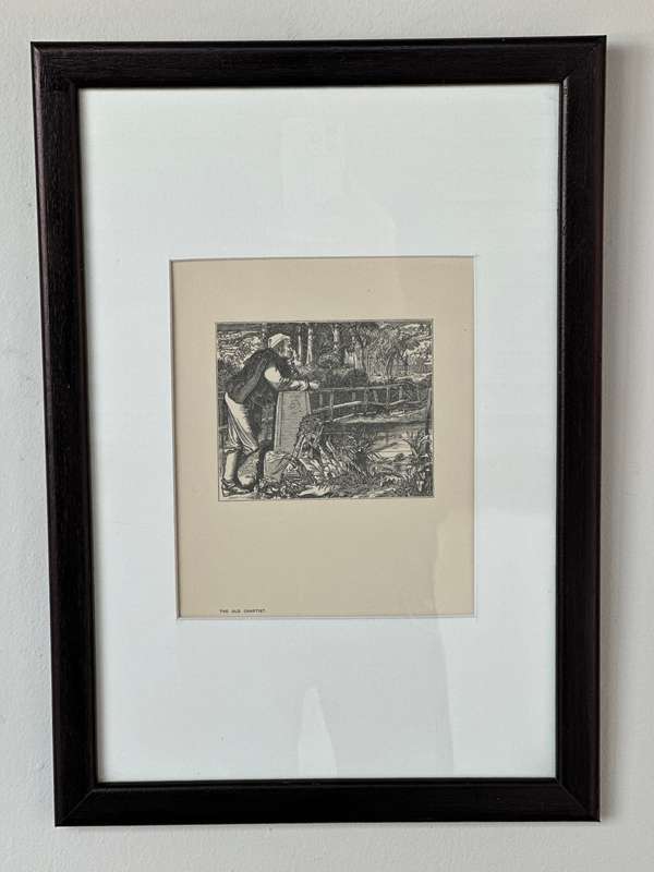 Framed Anthony Frederick Augustus Sandys Print, The Old Chartist - Finished Size 32cm x 46cm