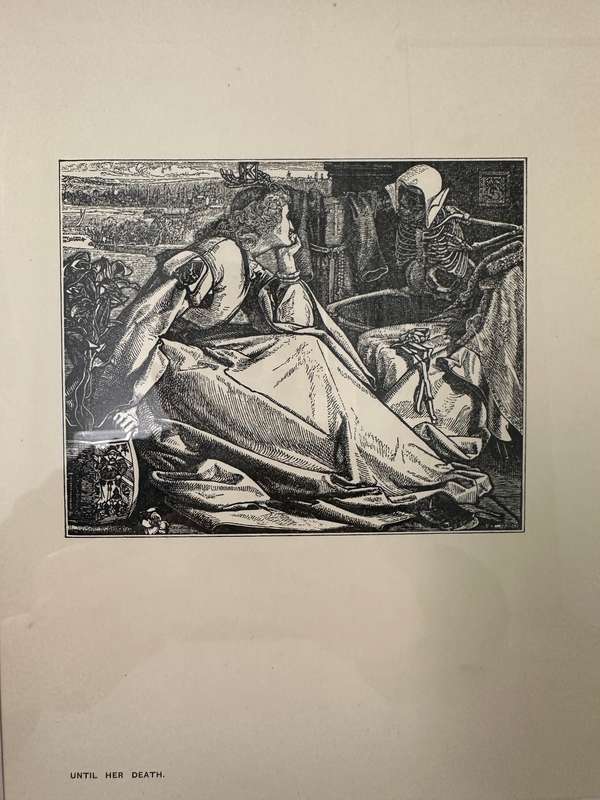 Framed Anthony Frederick Augustus Sandys Print, Until Her Death - Finished Size 32cm x 42cm